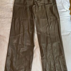 Olive green leather pants